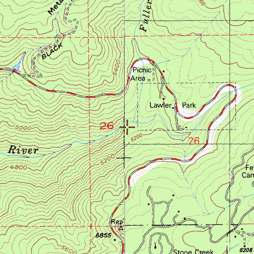 Topographic Map of Fuller Mill Creek, CA