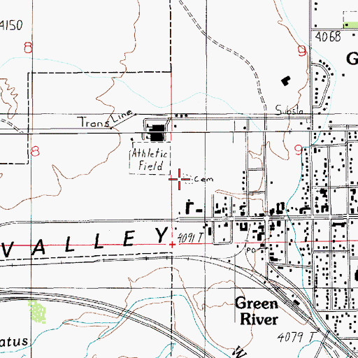 Topographic Map of Green  River Pioneer Cemetery, UT