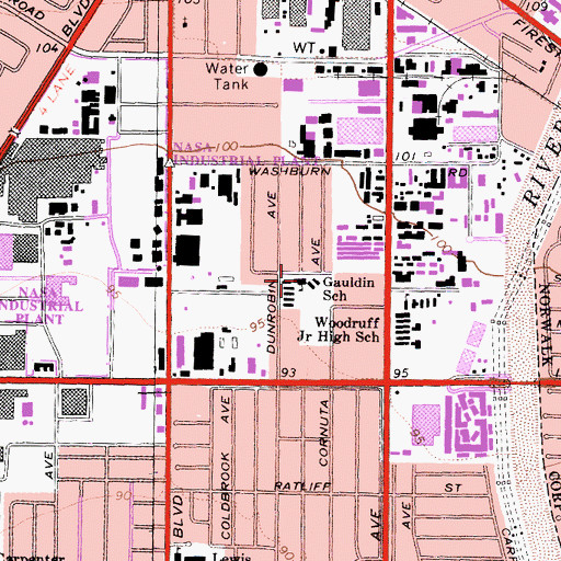 Topographic Map of Gauldin Elementary School, CA