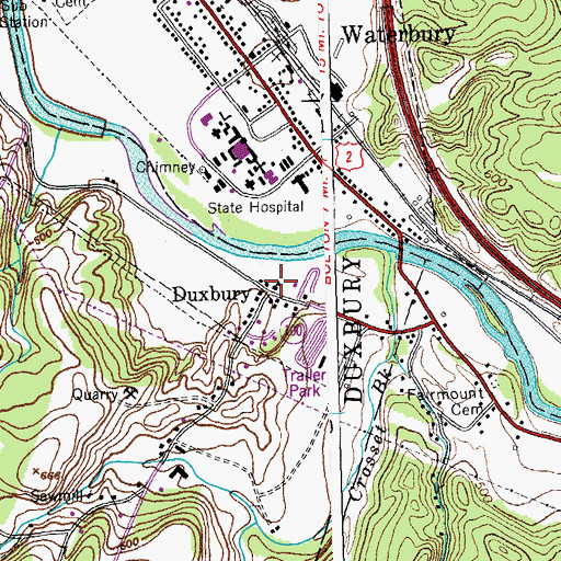 Topographic Map of Waterbury Children's Space, VT