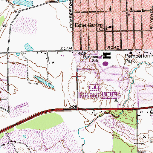 Topographic Map of Church of Christ of Pemberton Hill, TX