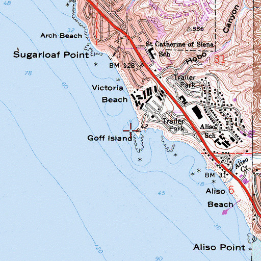 Topographic Map of Goff Island, CA
