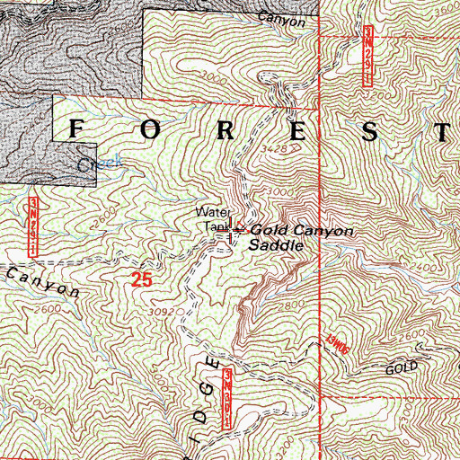 Topographic Map of Gold Canyon Saddle, CA