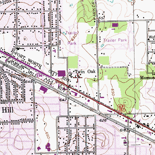 Topographic Map of Forest Hill Church of God in Christ, TX