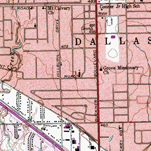 Topographic Map of Iglesia Adventista de Pleasant, TX