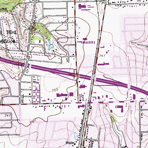 Topographic Map of Interchange 462A, TX