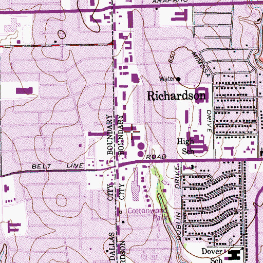 Topographic Map of Promenade Center Shopping Center, TX
