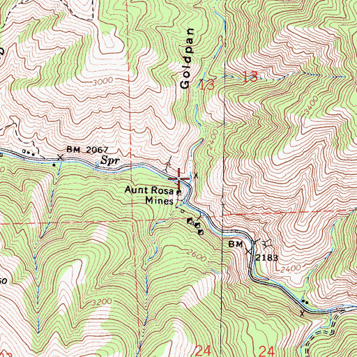 Topographic Map of Goldpan Canyon, CA
