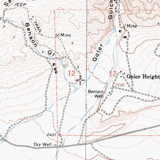 Topographic Map of Goler Gulch, CA