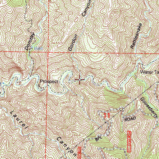 Topographic Map of Gordon Canyon, CA