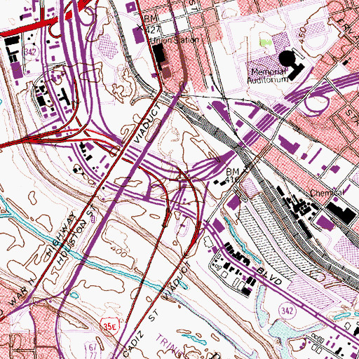 Topographic Map of Interchange 427B, TX