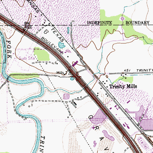 Topographic Map of Interchange 445, TX