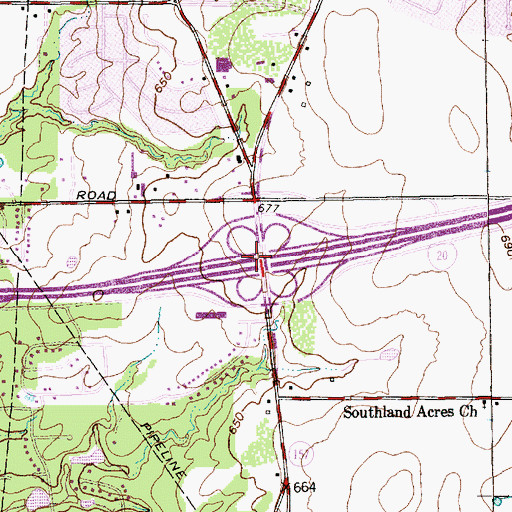Topographic Map of Interchange 449, TX