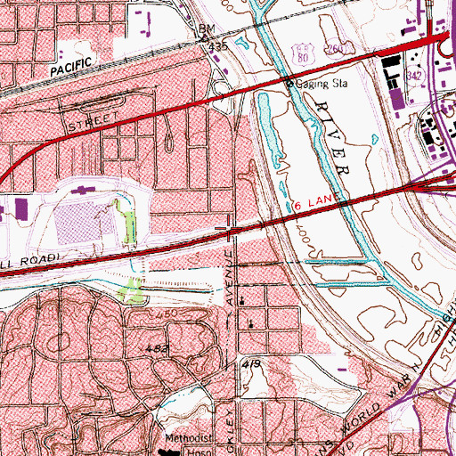 Topographic Map of Interchange 44A, TX