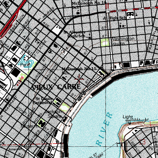 Topographic Map of Saint Mary Church, LA