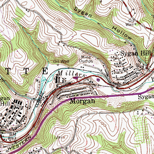 Topographic Map of Bellevue Borough Hall, PA