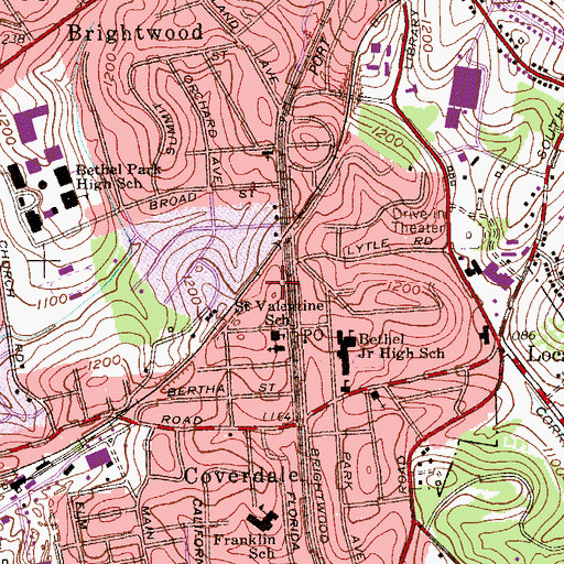 Topographic Map of Bethel Park Police Department, PA