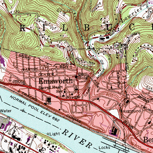 Topographic Map of Emsworth Borough Building, PA