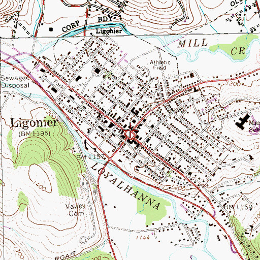 Topographic Map of Ligonier Valley Library, PA