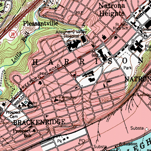 Topographic Map of Calvary Baptist Church, PA