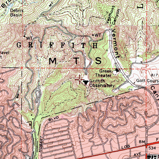 Topographic Map of Griffith Observatory, CA