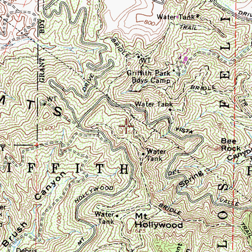 Topographic Map of Griffith Park, CA