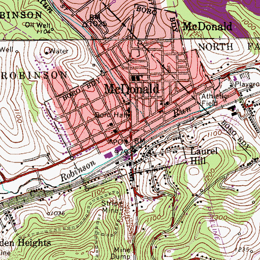 Topographic Map of McDonald Police Department, PA