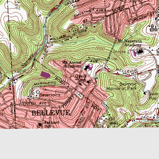Topographic Map of Forest Avenue Presbyterian Church, PA