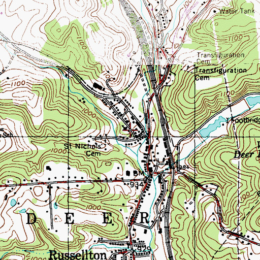 Topographic Map of Transfiguration Church, PA