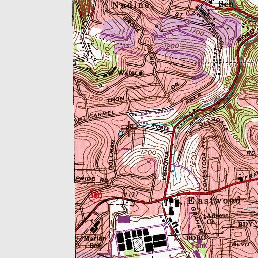 Topographic Map of Kingdom Hall of Jehovahs Witnesses, PA