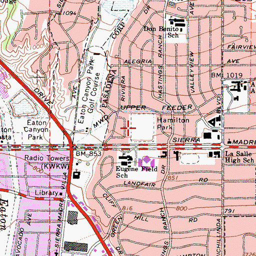 Topographic Map of Hamilton Park, CA