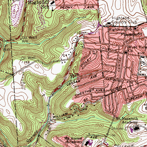 Topographic Map of Interchange 14, PA