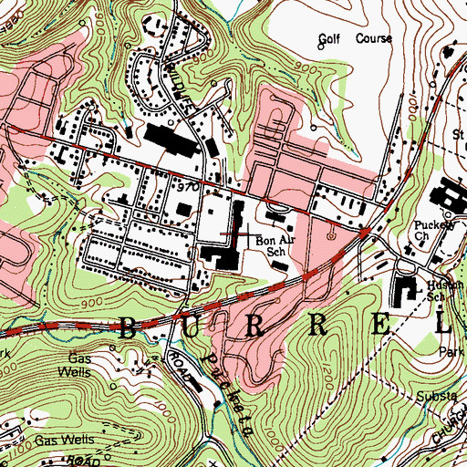 Topographic Map of Hillcrest Shopping Center, PA