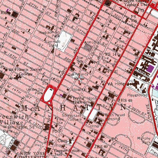 Topographic Map of Grammercy Park, NY