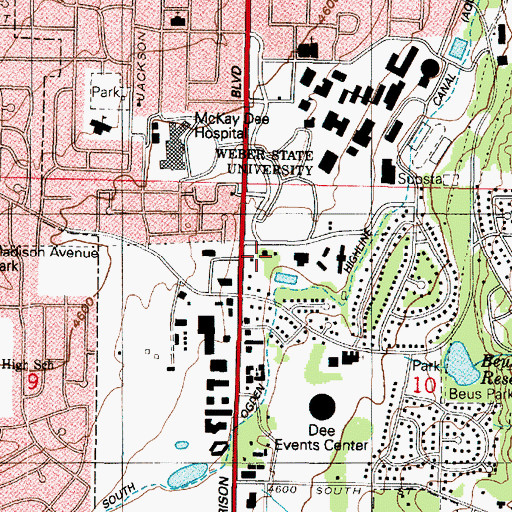 Topographic Map of Lindquist Alumni Center, UT