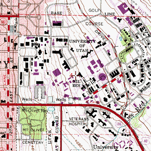 Topographic Map of Milton Bennion Hall, UT