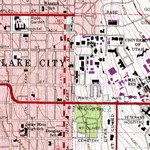 Topographic Map of S W Quinney Law Library, UT