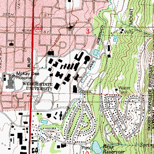 Topographic Map of Stevenson Athletic Offices, UT