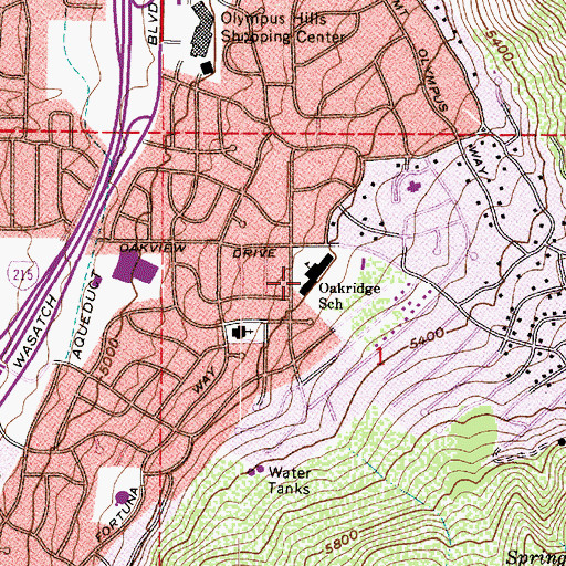 Topographic Map of Oakridge Montessori of Olympus Cove, UT
