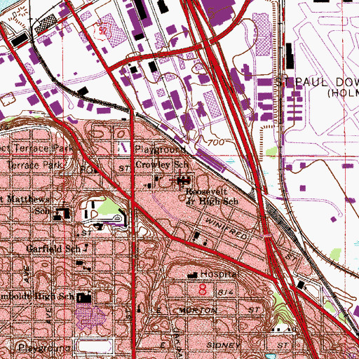 Topographic Map of Riverview West Side School of Excellence, MN