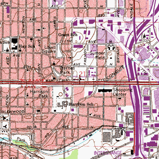 Topographic Map of Harvest Preparatory School - Seed Academy, MN