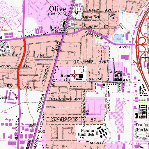 Topographic Map of Heim School, CA