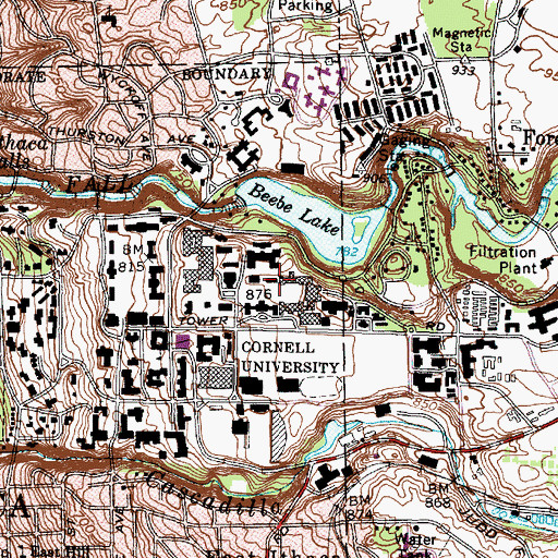 Topographic Map of Caldwell Hall, NY