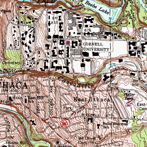 Topographic Map of Frank H T Rhodes Hall, NY