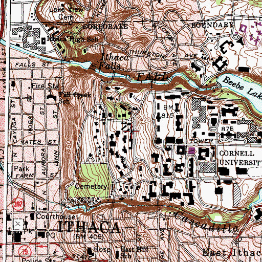 Topographic Map of South Baker Hall, NY