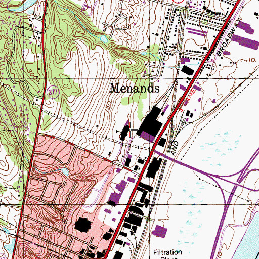Topographic Map of Menands School, NY