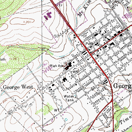 Topographic Map of George West High School, TX