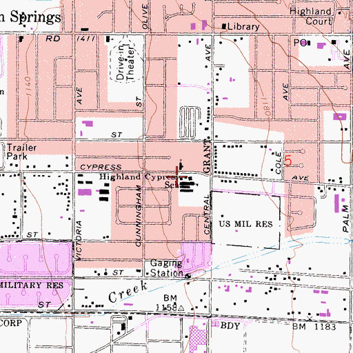 Topographic Map of Cypress Elementary School, CA