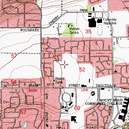 Topographic Map of Walt Morey Middle School, OR