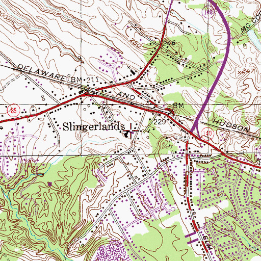 Topographic Map of Slingerlands Elementary School, NY